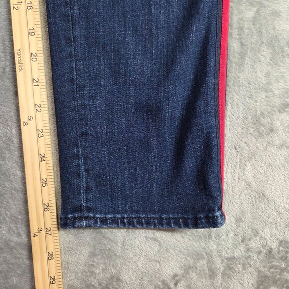 Talbots Jeans 10 Blue Flawless High Waist Modern Ankle Red Ribbon Trim Preppy - Picture 8 of 8